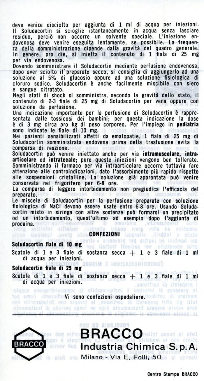 Foglietto illustrativo del "Soludacortin", [anni '60]