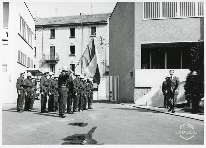 Squadra antincendio Bracco con Fulvio Bracco, 1966