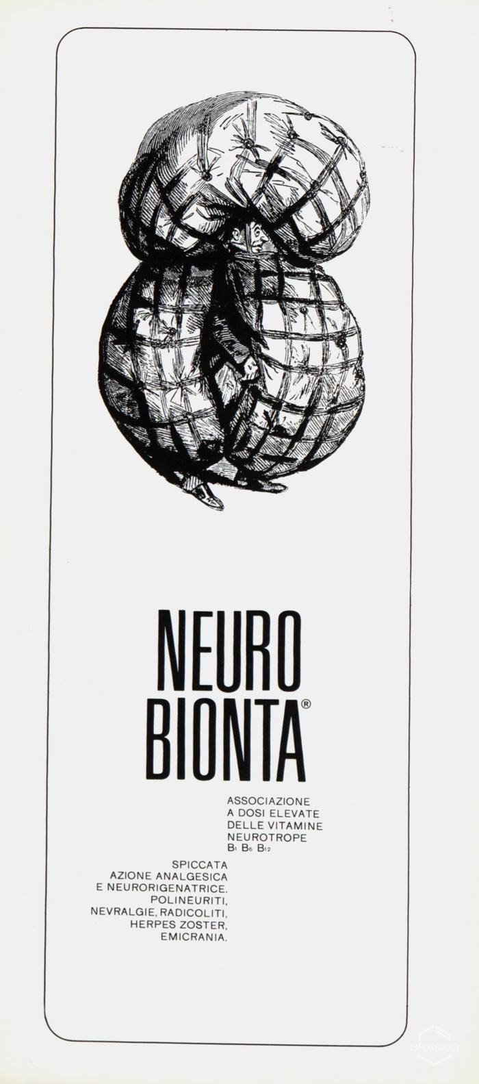 Pubblicità del "Neurobionta", associazione delle vitamine B", marzo 1968