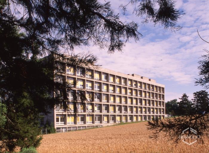 Veduta esterna del sito Bracco-Sintetica di Battelle (Carouge, Ginevra), 1993