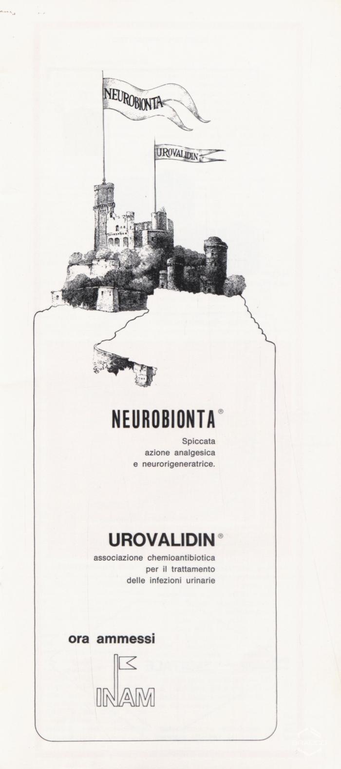 Pubblicità dei farmaci "Neurobionta" e "Urovalidin", febbraio 1969