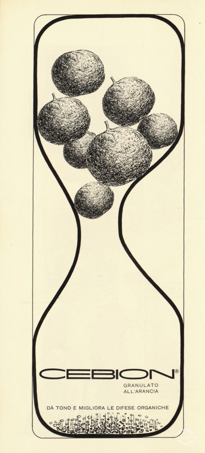 Pubblicità del "Cebion", granulato d'arancio, febbraio 1969