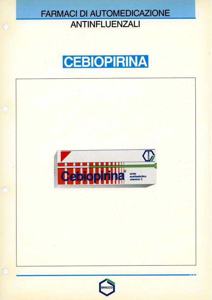 Scheda tecnica del prodotto "Cebiopirina", antinfluenzale, 1989
