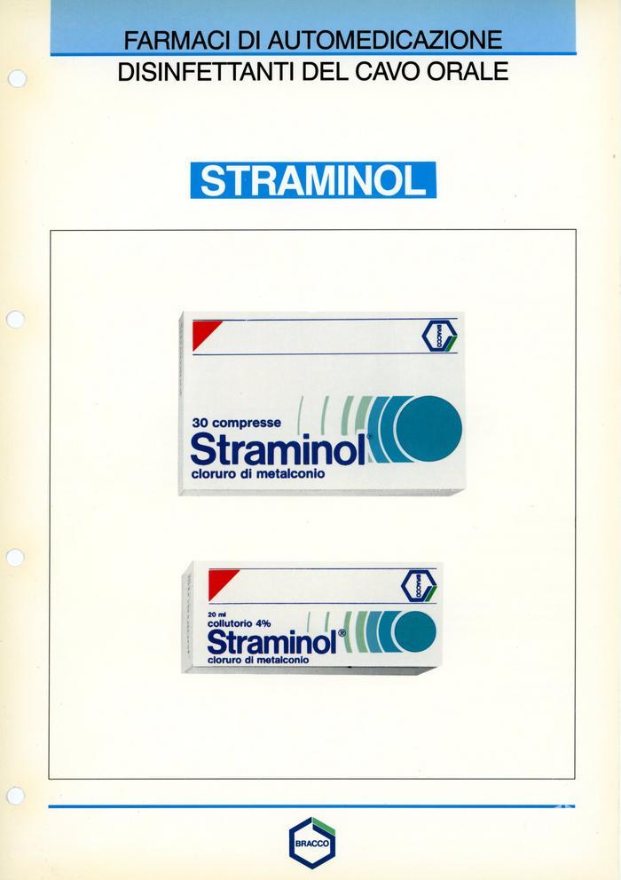 Scheda tecnica del prodotto "Straminol", disinfettante del cavo orale, 1989