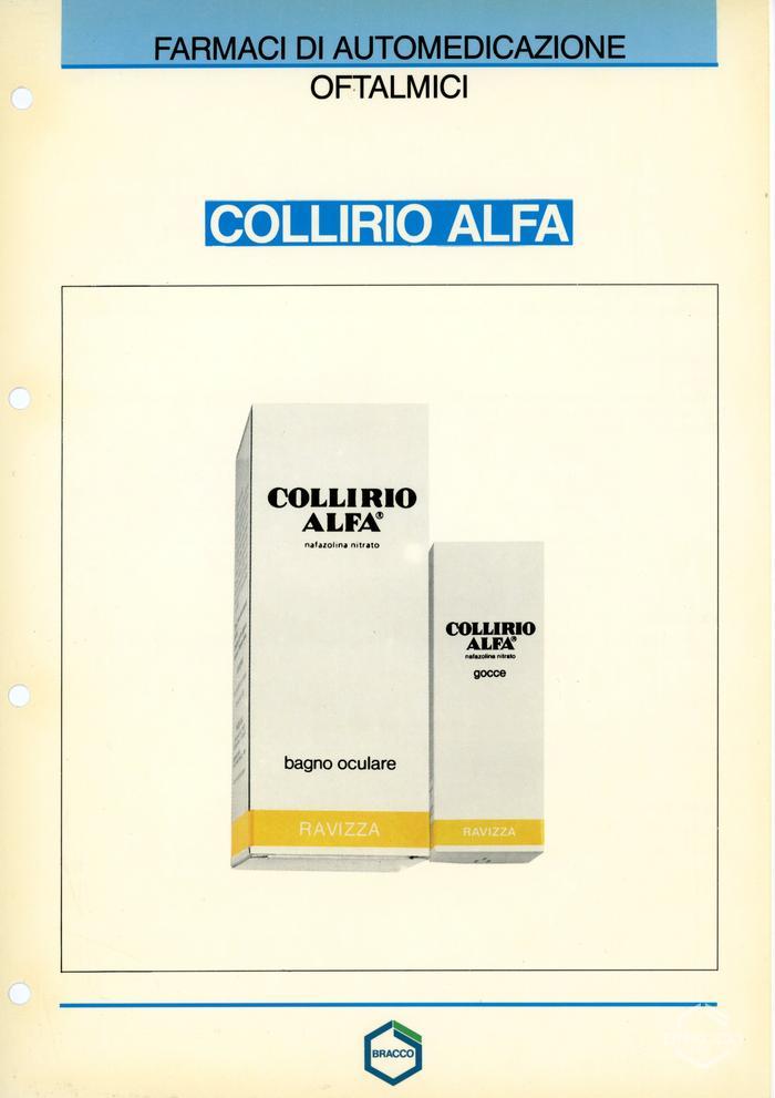 Scheda tecnica del prodotto "Collirio Alfa", oftalmico, 1989
