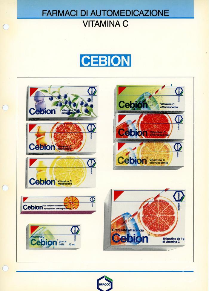 Scheda tecnica del prodotto "Cebion", pastiglie masticabili di vitamina C, 1989