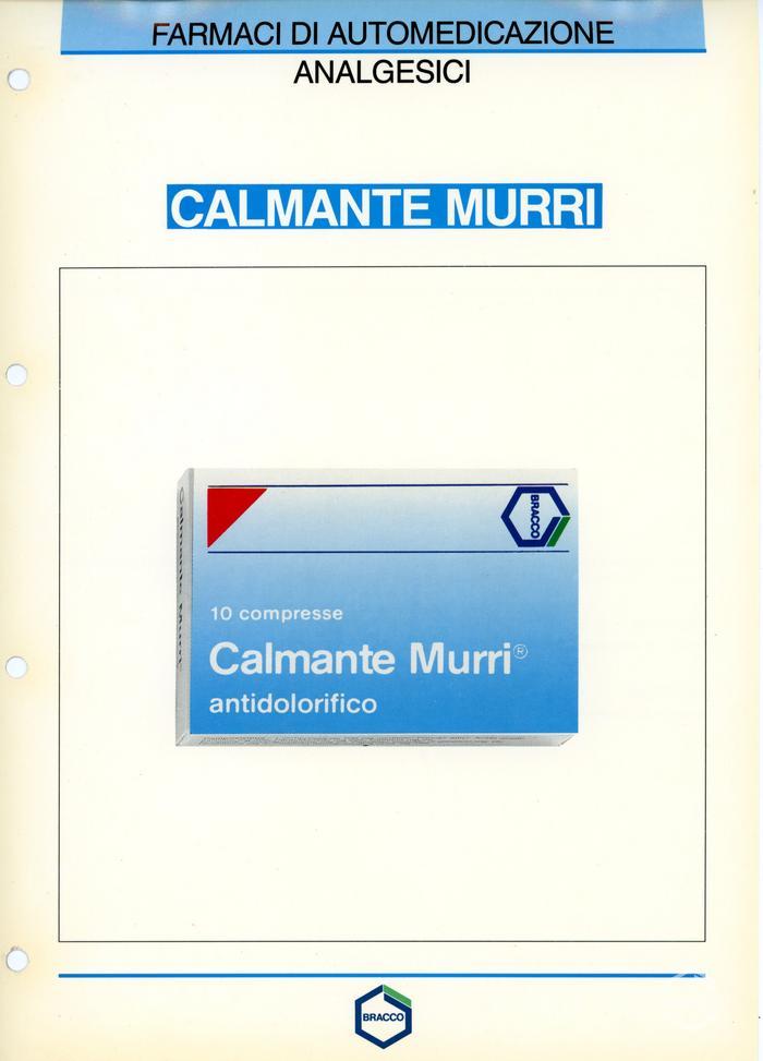 Scheda tecnica del prodotto "Calmante Murri", analgesico, 1989